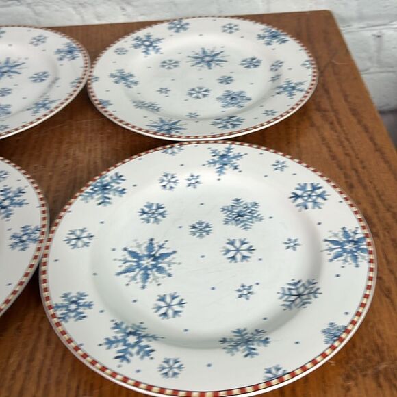 Christmas Sakura Snowflake Salad Plate 8" Stoneware Debbie Mumm Vtg Collectible - Picture 3 of 4